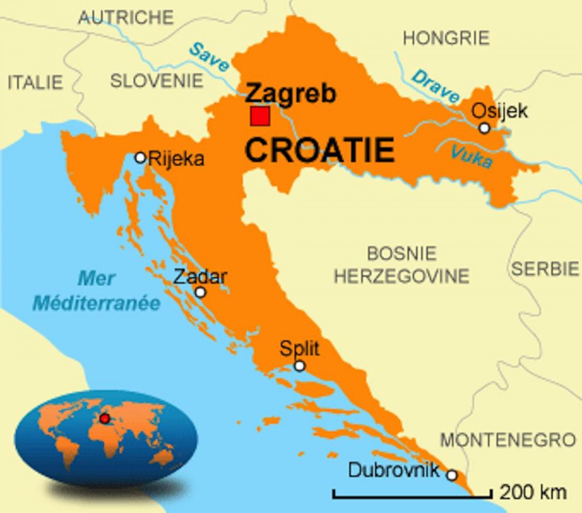 Kroatië hoofdstadsplattegrond