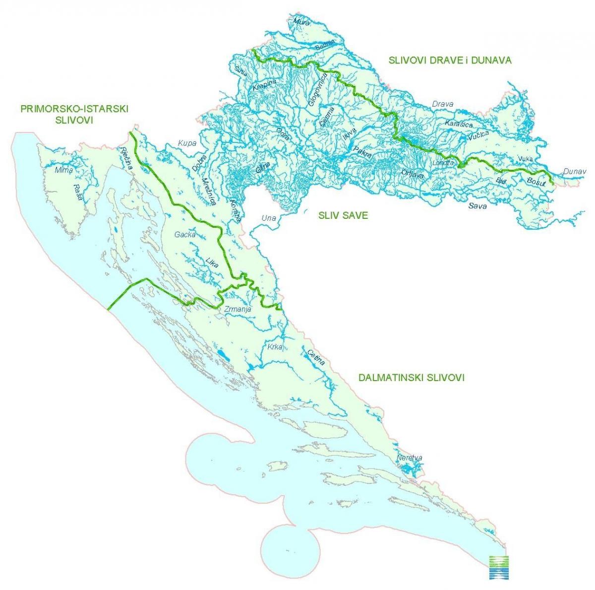 Rivieren in Kroatië kaart