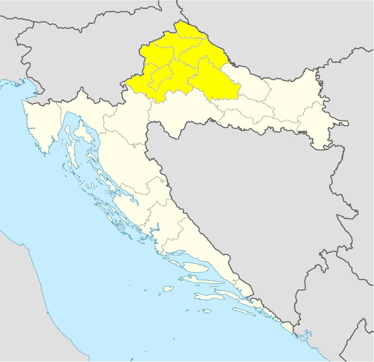 Kaart van het noorden van Kroatië